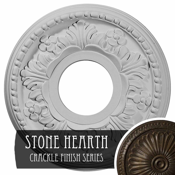 Ekena Millwork Helene Ceiling Medallion (Canopies up to 5 1/4"), 11 7/8"OD x 3 5/8"ID x 7/8"P, Stone Hearth Crackle CM11HESHC - main